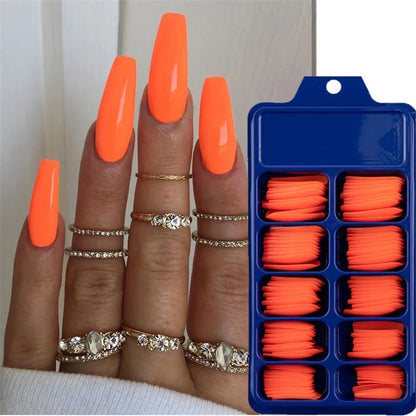 24/100Pcs Candy Color Full Cover Matte Press on Nails