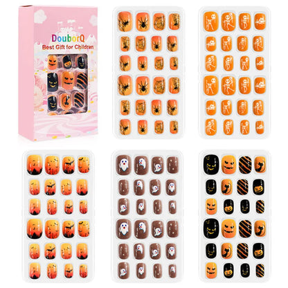 120Pcs Girls Colorful Cartoon Festival Full Cover Press on Nails