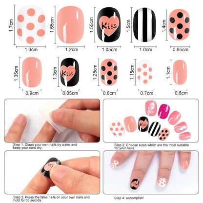 120Pcs Girls Colorful Cartoon Festival Full Cover Press on Nails