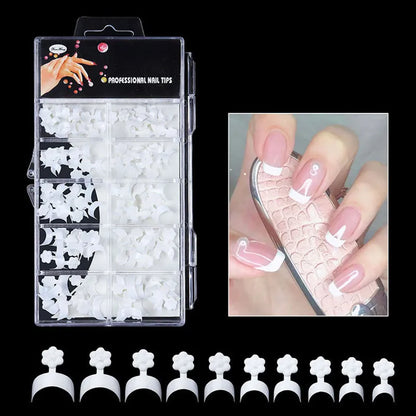 100pcs Acrylic Nail Tips White Crescent Shape Half Cover Press on Nails