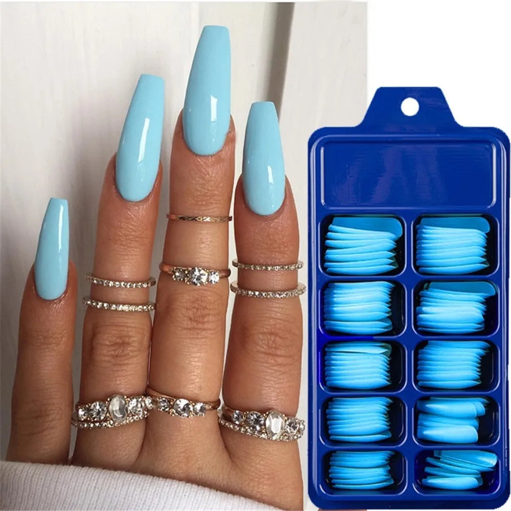 24/100Pcs Candy Color Full Cover Matte Press on Nails