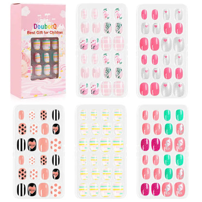 120Pcs Girls Colorful Cartoon Festival Full Cover Press on Nails