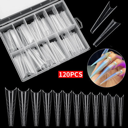 120 Pcs/Set transparent full coverage Press on nails