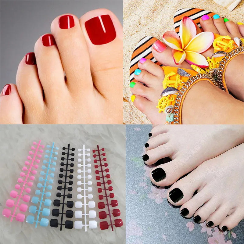 5 Sets Full Cover Press on Toe Nail Tips