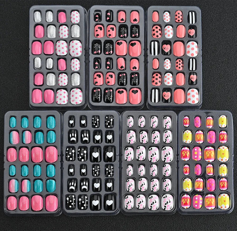 24Pcs Children Cartoon Candy Self-adhesive Press on Nails