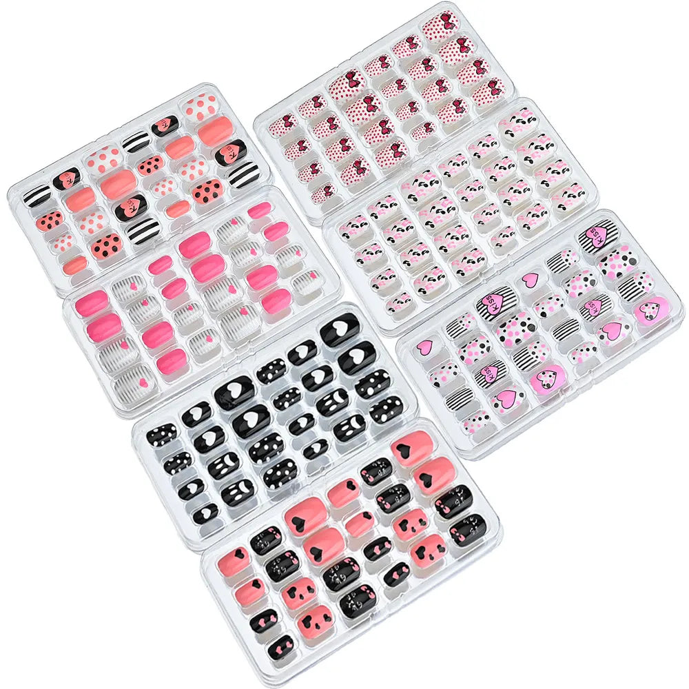 24Pcs Children Cartoon Candy Self-adhesive Press on Nails