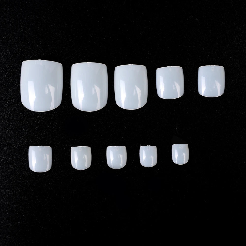 100pcs Square Full Cover Natural White Clear Press on Toenails