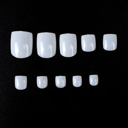 100pcs Square Full Cover Natural White Clear Press on Toenails