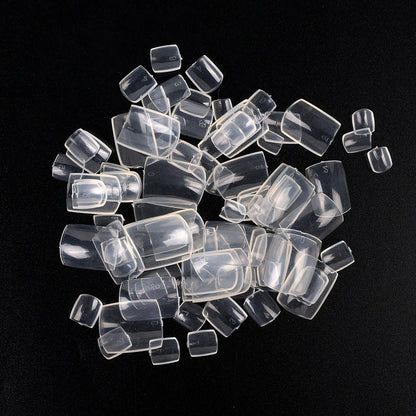 100pcs Square Full Cover Natural White Clear Press on Toenails