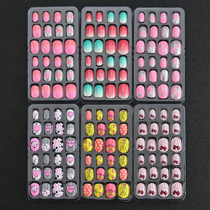 24Pcs Children Cartoon Candy Self-adhesive Press on Nails