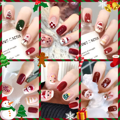 24Pcs Christmas Pattern Press On Nails