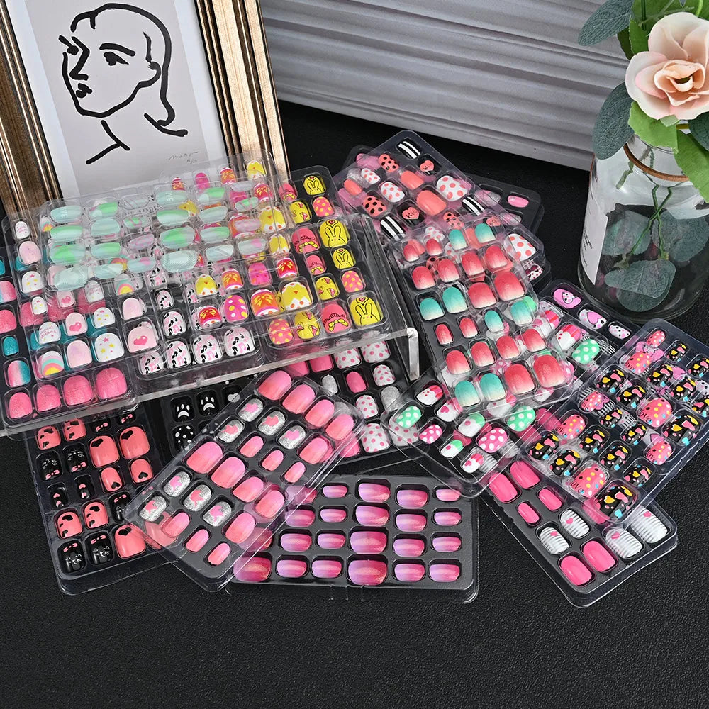 24Pcs Children Cartoon Candy Self-adhesive Press on Nails