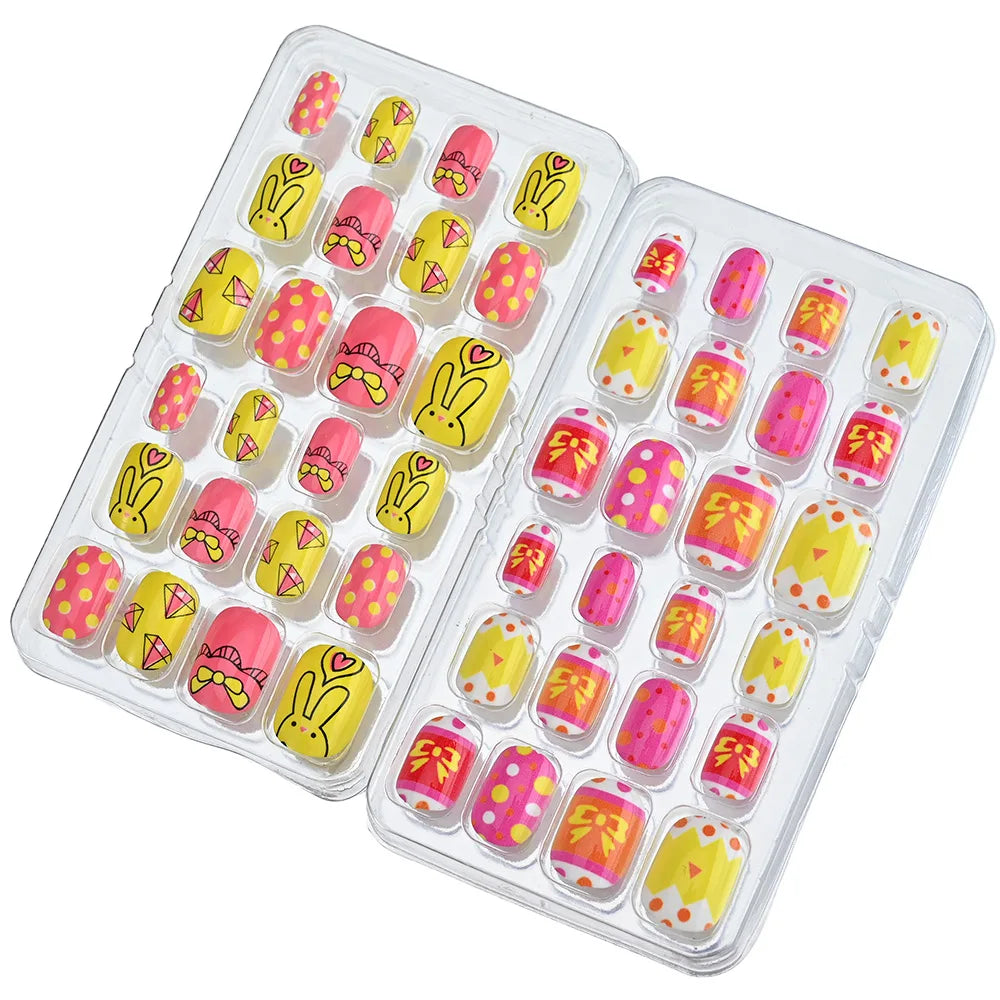 24Pcs Children Cartoon Candy Self-adhesive Press on Nails