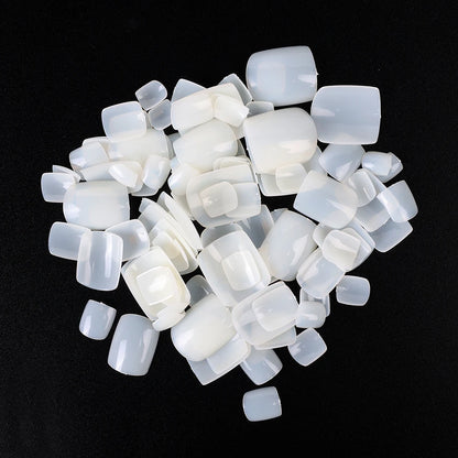 100pcs Square Full Cover Natural White Clear Press on Toenails