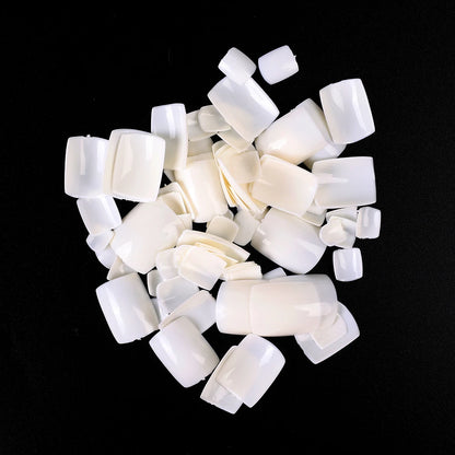 100pcs Square Full Cover Natural White Clear Press on Toenails