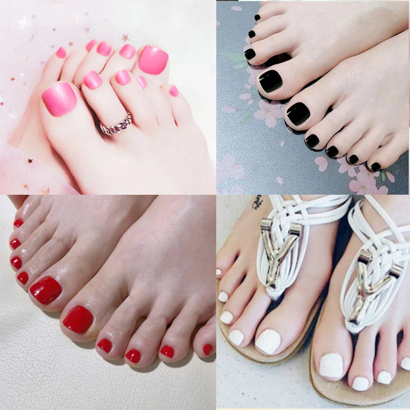 5 Sets Full Cover Press on Toe Nail Tips