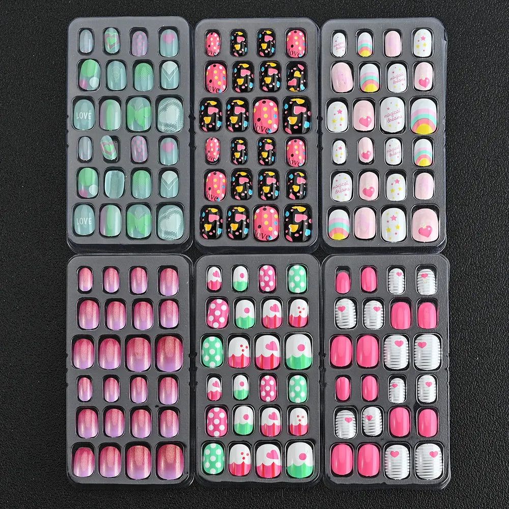 24Pcs Children Cartoon Candy Self-adhesive Press on Nails